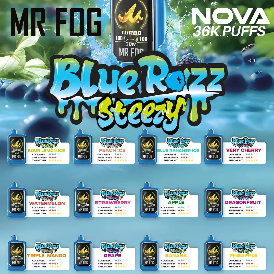 MR FOG NOVA BLUE RAZZ STEEZY SERIES 5% DISPOSABLE (100ML) 36K PUFFS - Image 2
